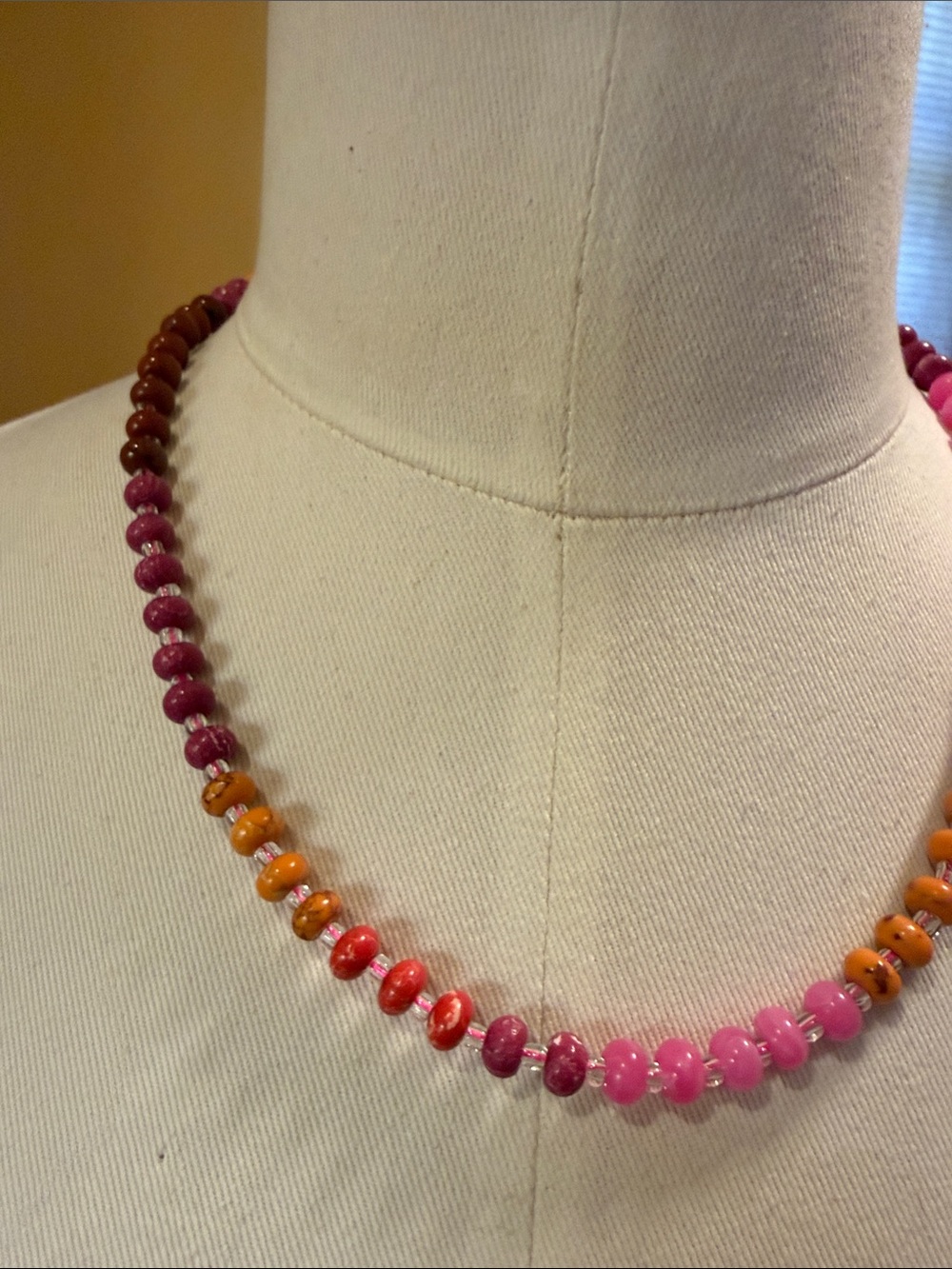 J. Crew Factory Pink, Orange & Red Beaded Necklace